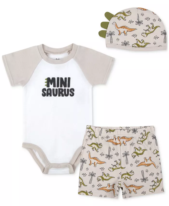 

Набор для мальчиков Mini Saurus: боди, шорты и шапочка (3 предмета) Baby Essentials, коричневый/бежевый