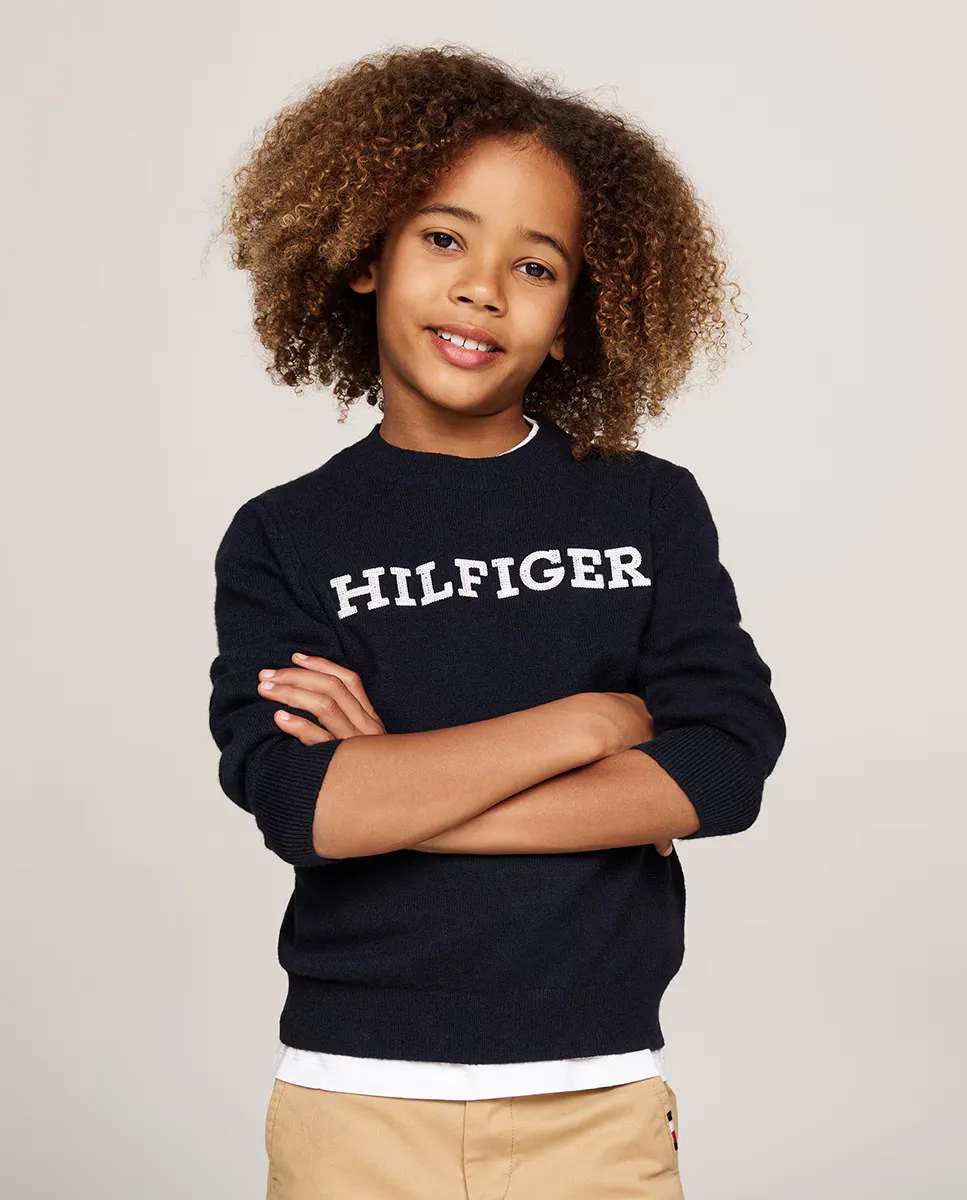 

Свитер с круглым вырезом для мальчика с длинными рукавами Tommy Hilfiger, синий