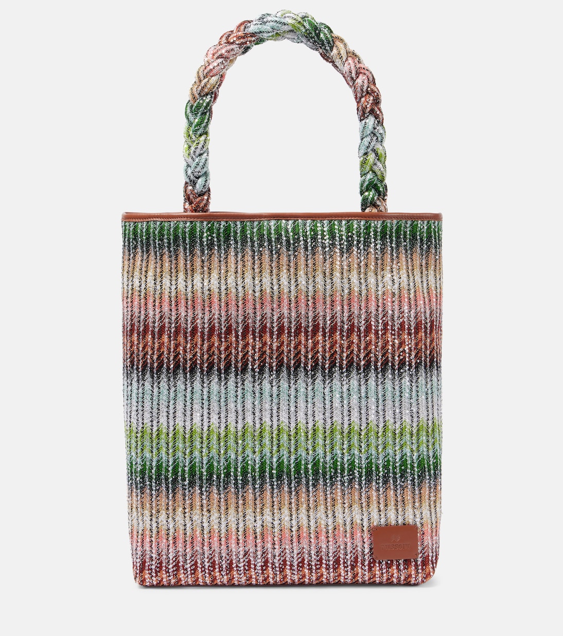 

Zigzag Большая сумка-тоут с кожаной отделкой Missoni, Rainbow Lurex