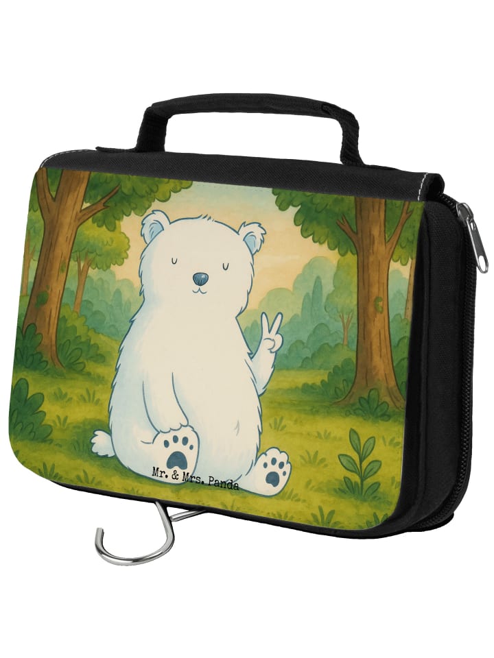 

Mr. & Mrs. Panda Косметичка с изображением полярного медведя, лаконичный дизайн, без слогана, белого цвета