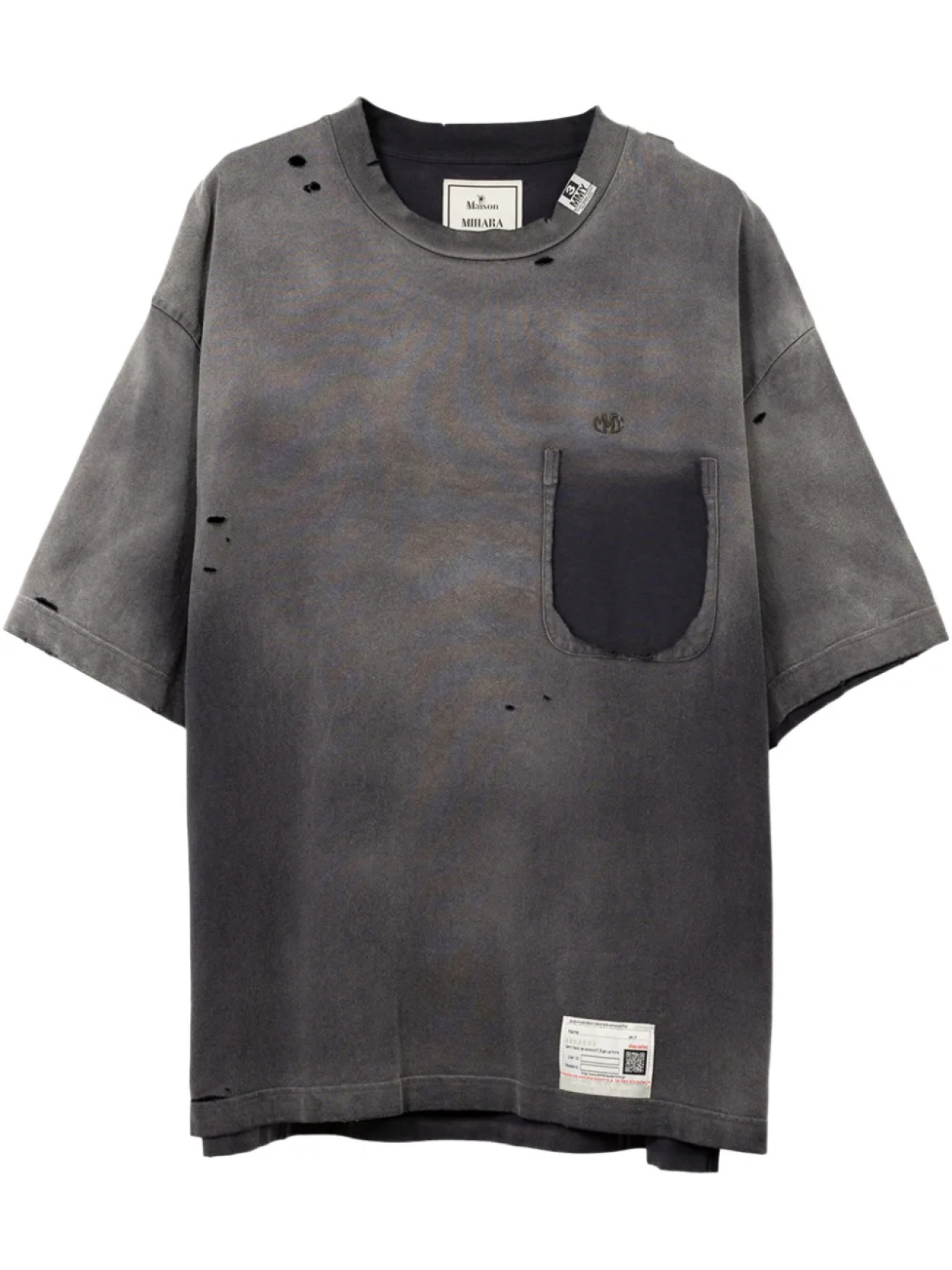 

Maison MIHARA YASUHIRO футболка с эффектом потертости, черный