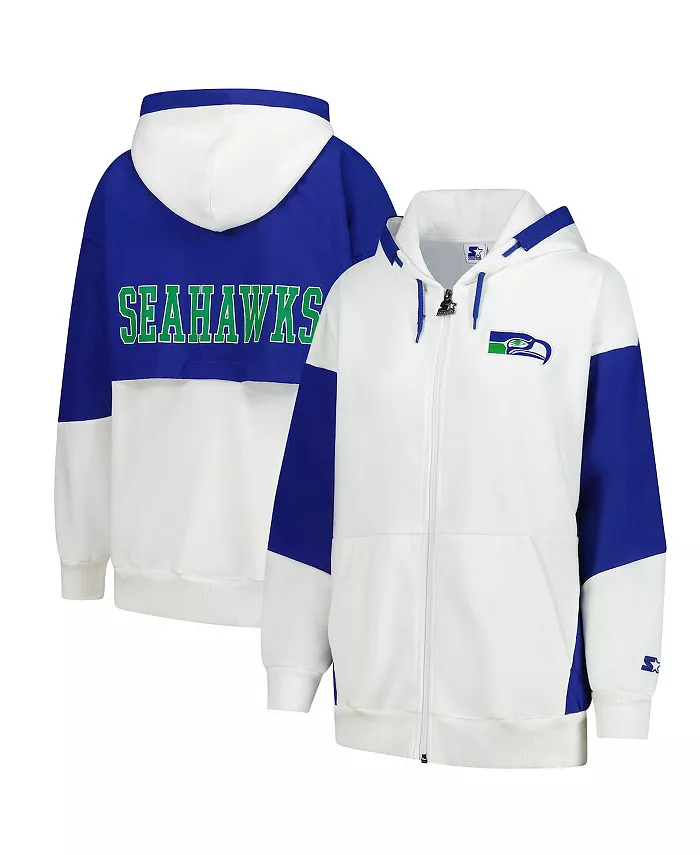 

Женская белая толстовка с капюшоном Seattle Seahawks Scrimmage на молнии Starter