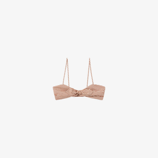 

Топ Claudie Pierlot из хлопка и льна с завязкой спереди в полоску, коричнево-белый