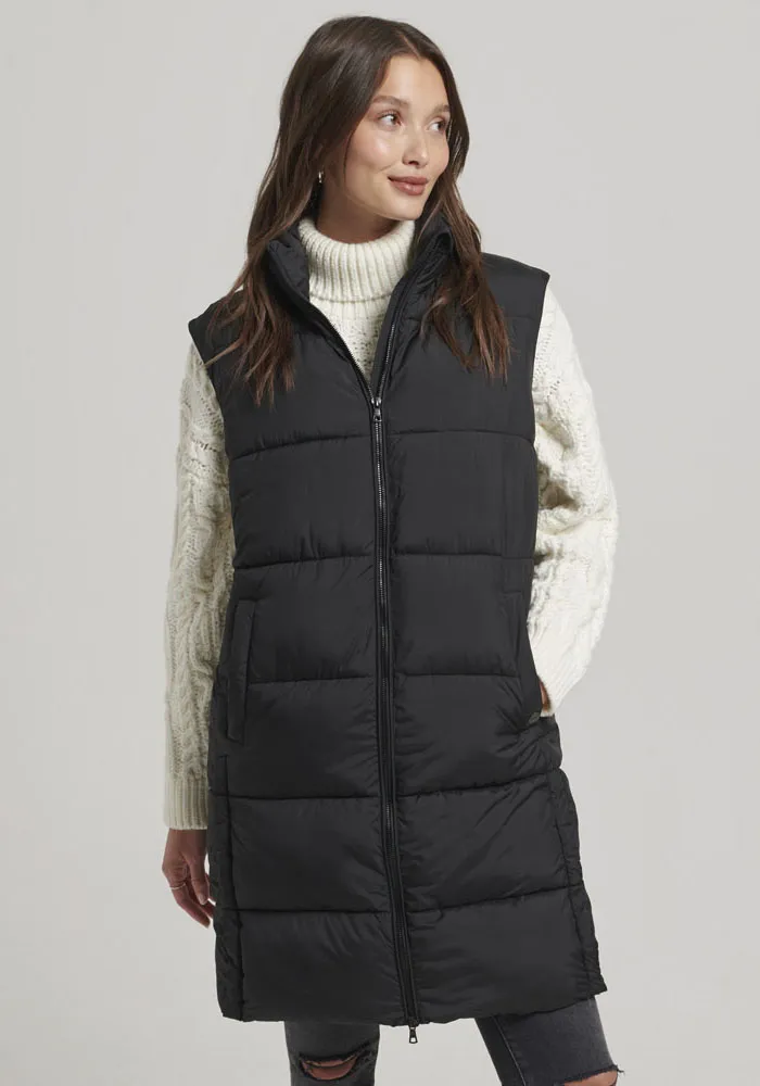 

Стеганый жилет Superdry "STUDIOS LONGLINE QUILTED GILET", черный