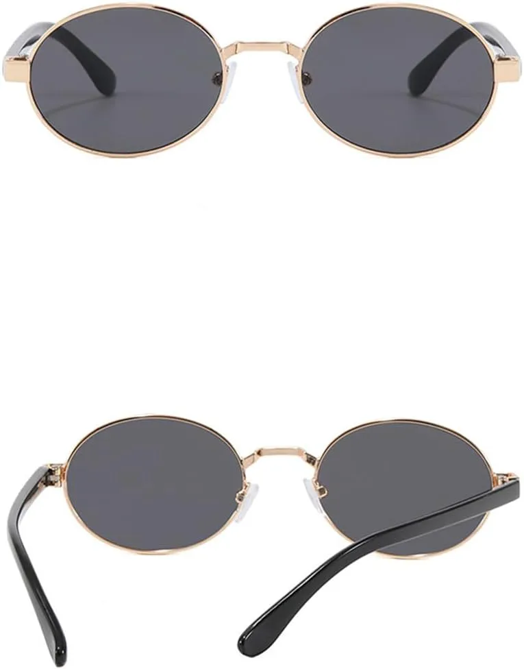 

Солнцезащитные очки UV400 - маленькие металлические овальные с прозрачным градиентом, в стиле панк, для женщин и мужчин, для бега и активного отдыха UYPTK, Black Tea