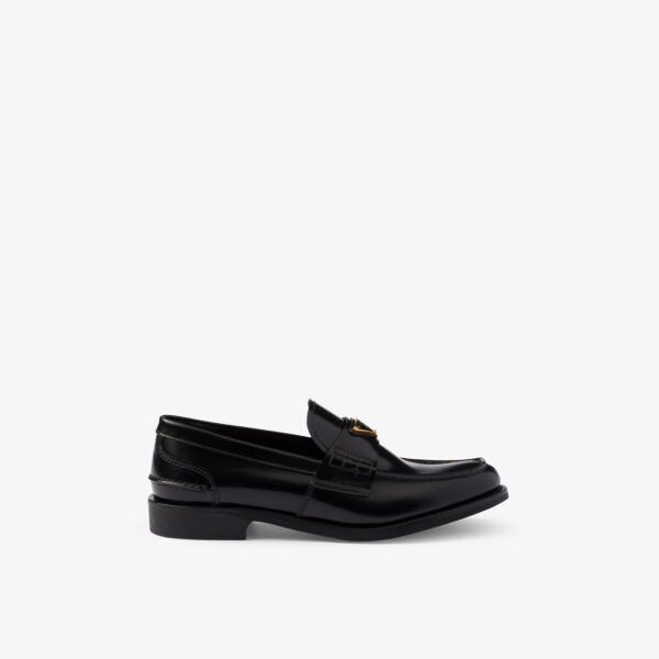 Туфли из матовой кожи с логотипом-пластикой Prada, черный