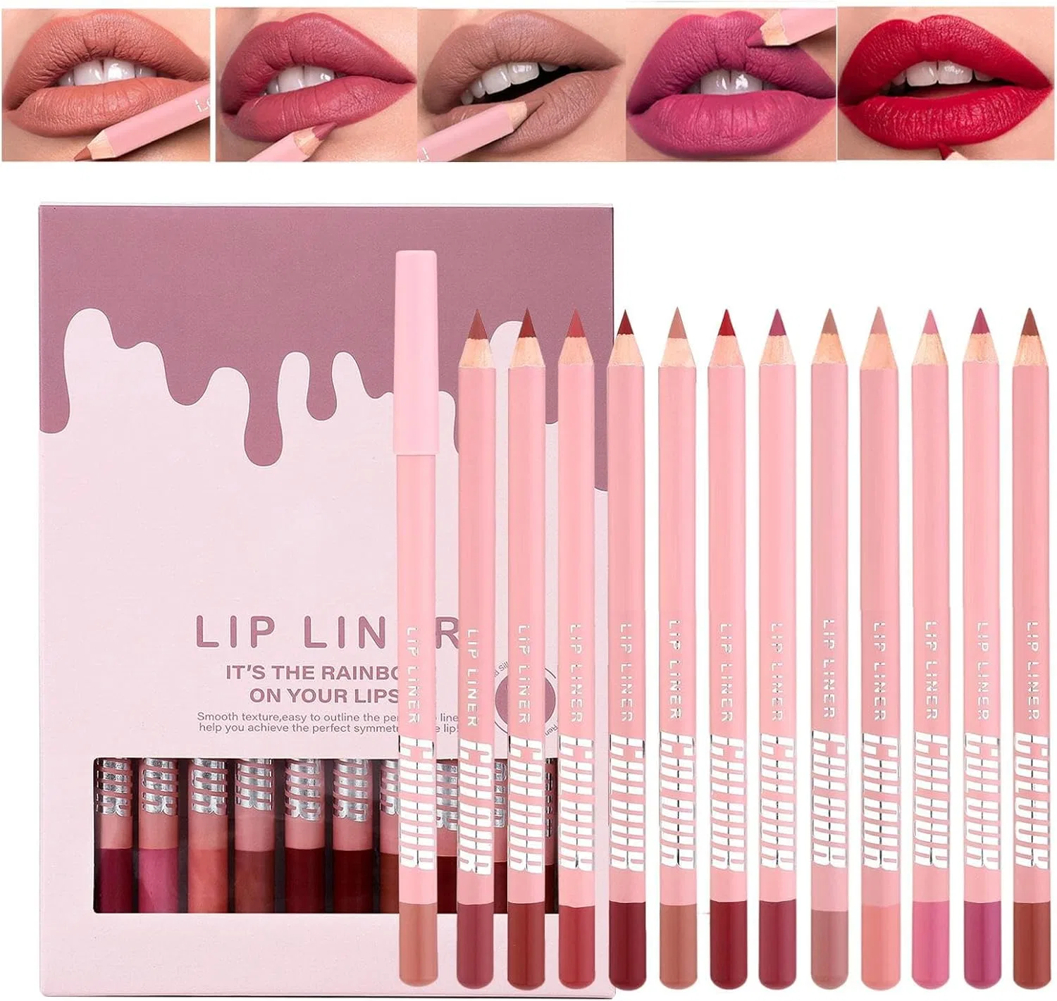 Матовый лайнер для губ 12 цветов, 1 шт