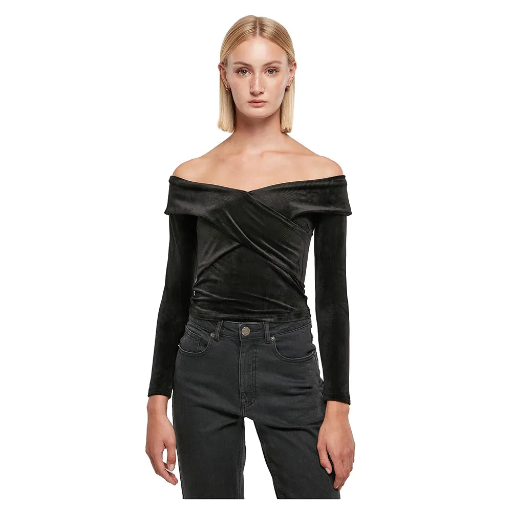 

Лонгслив Urban Classics Velvet Rib Crossed Off Shoulder, черный
