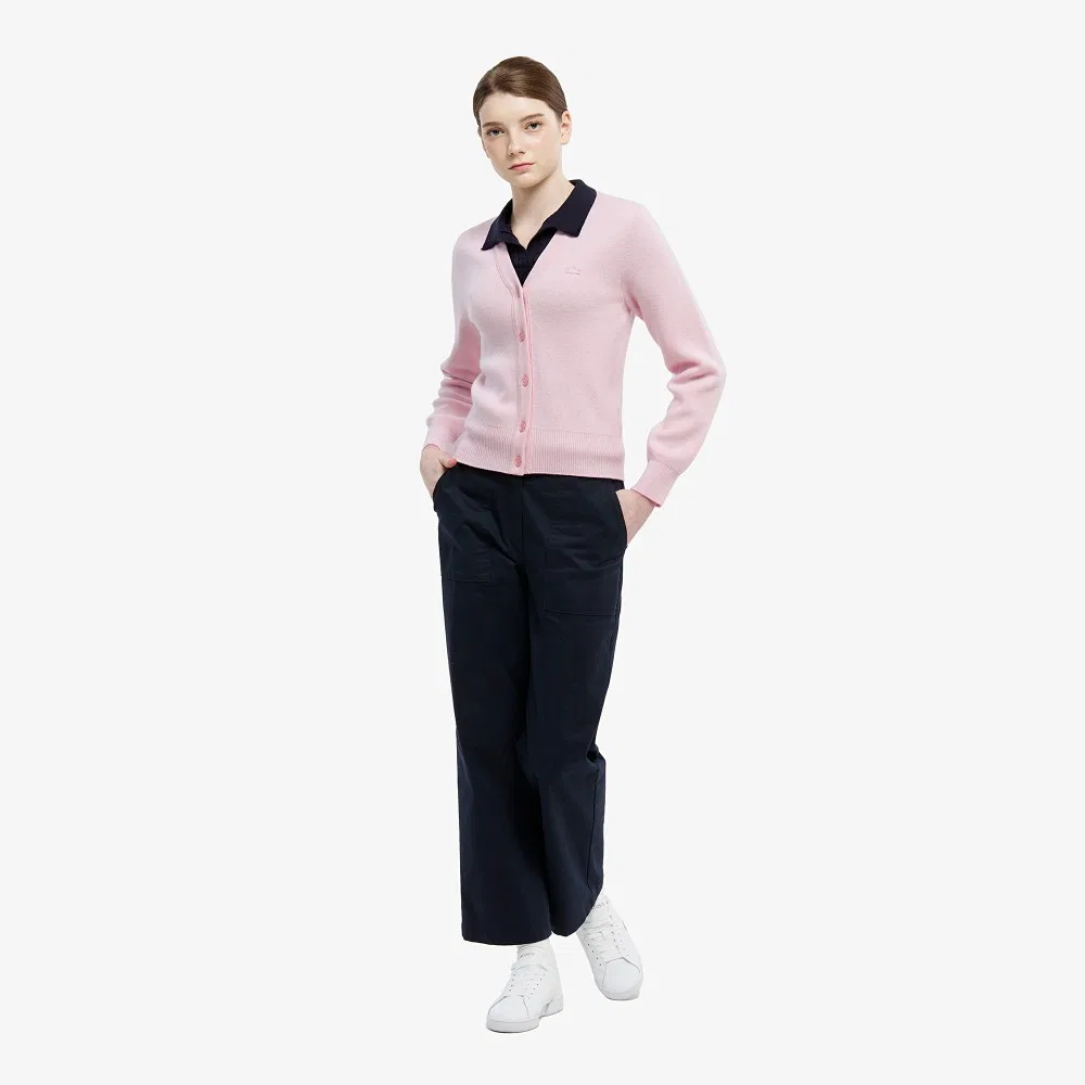 Кардиган Lacoste базовый с V-образным вырезом, светло-розовый — фото 4