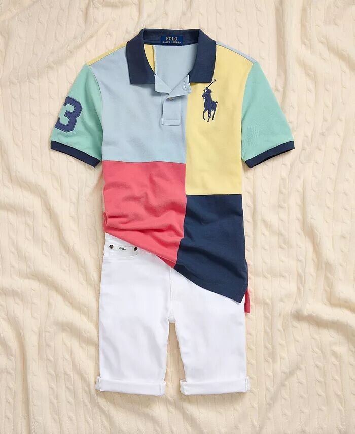 Узкие джинсовые шорты из эластичного денима Big Boys Sullivan Polo Ralph Lauren, белый — фото 4