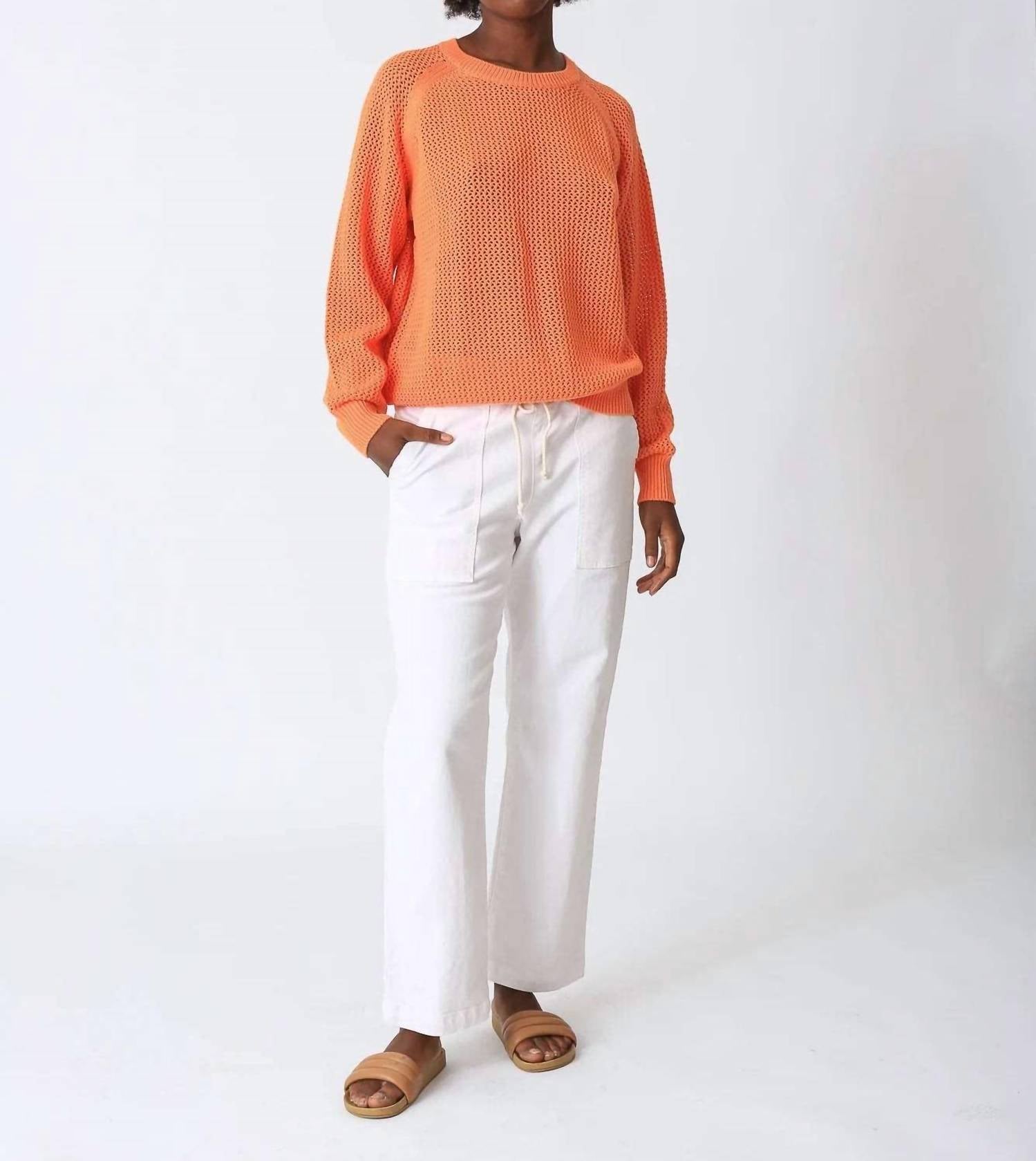 

Женский свитер Chloe Open Knit с длинными рукавами цвета мандариновый оранжевый Electric & Rose