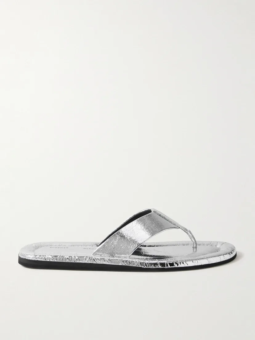 Вьетнамки Cooper из металлизированной жатой кожи Proenza Schouler, серебряный