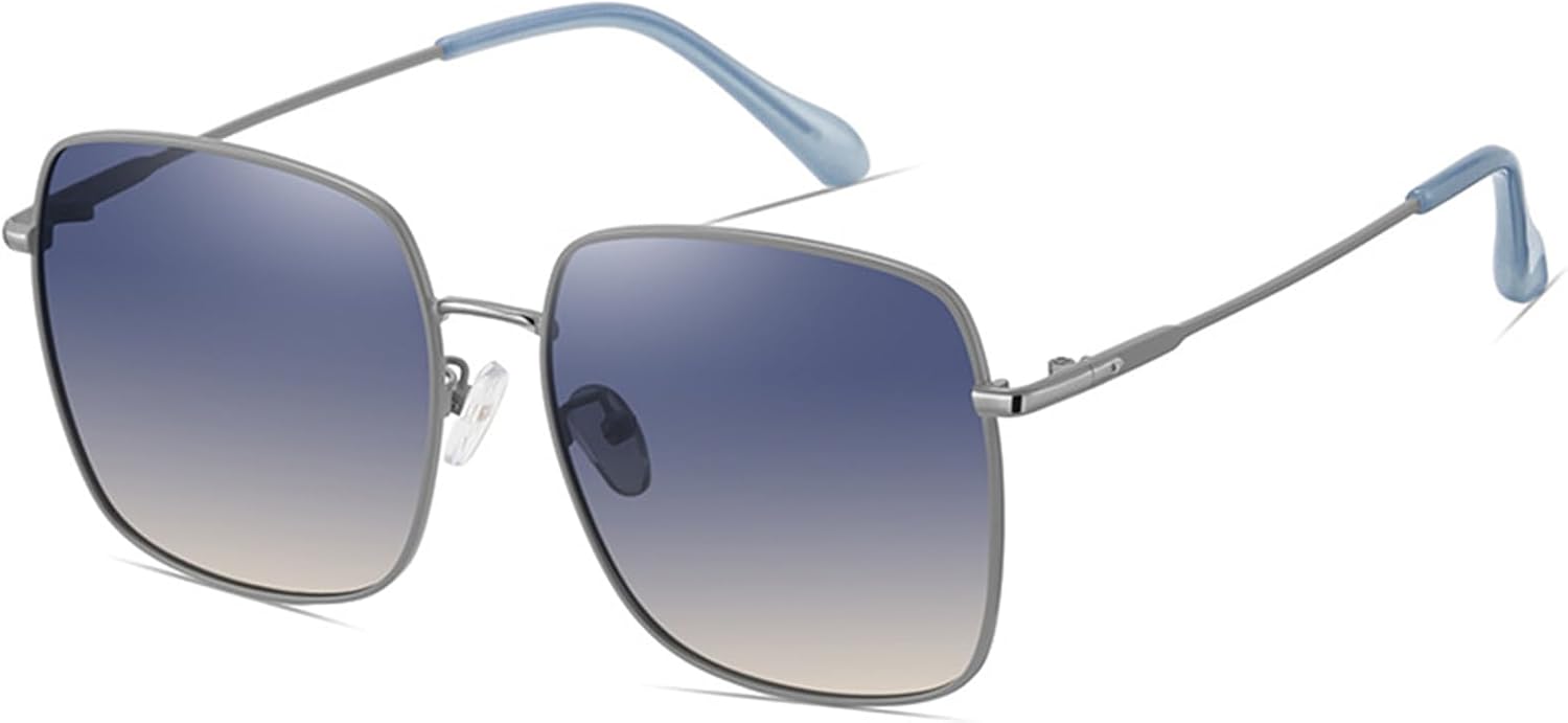 

Женские солнцезащитные очки увеличенного размера с поляризацией - Стильные квадратные металлические оправы - Защита от УФ-излучения UV400 - Легкие и с антибликовым покрытием Bubmari, D