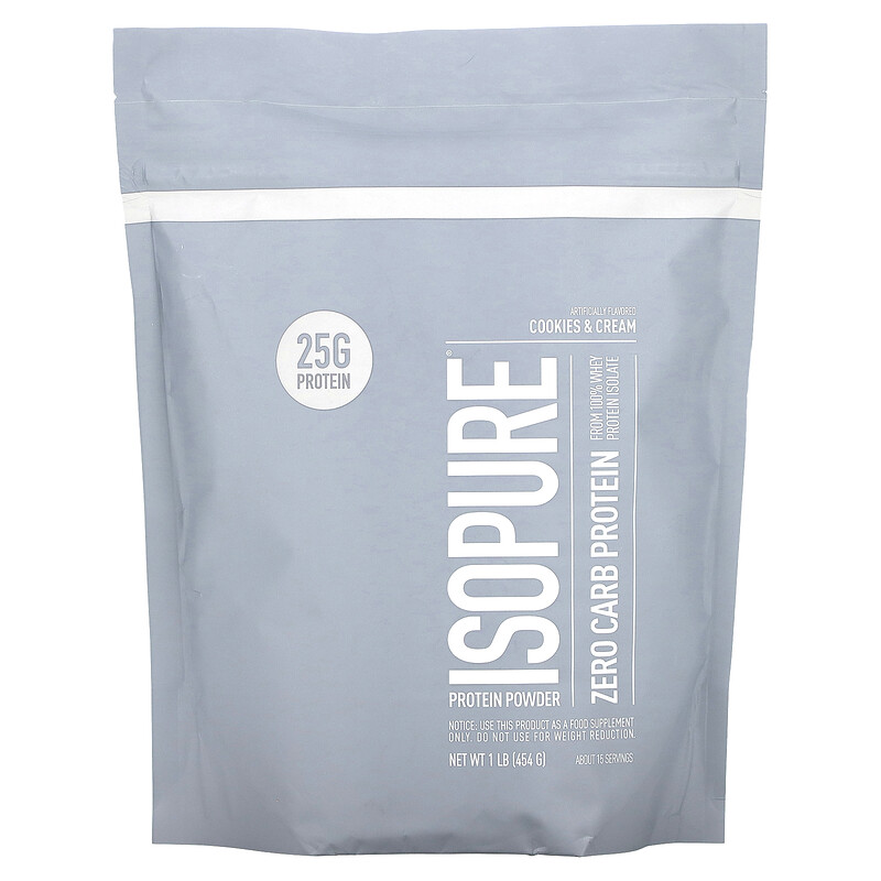 

Isopure, протеиновый порошок без углеводов, печенье и сливки, 454 г (1 фунт)