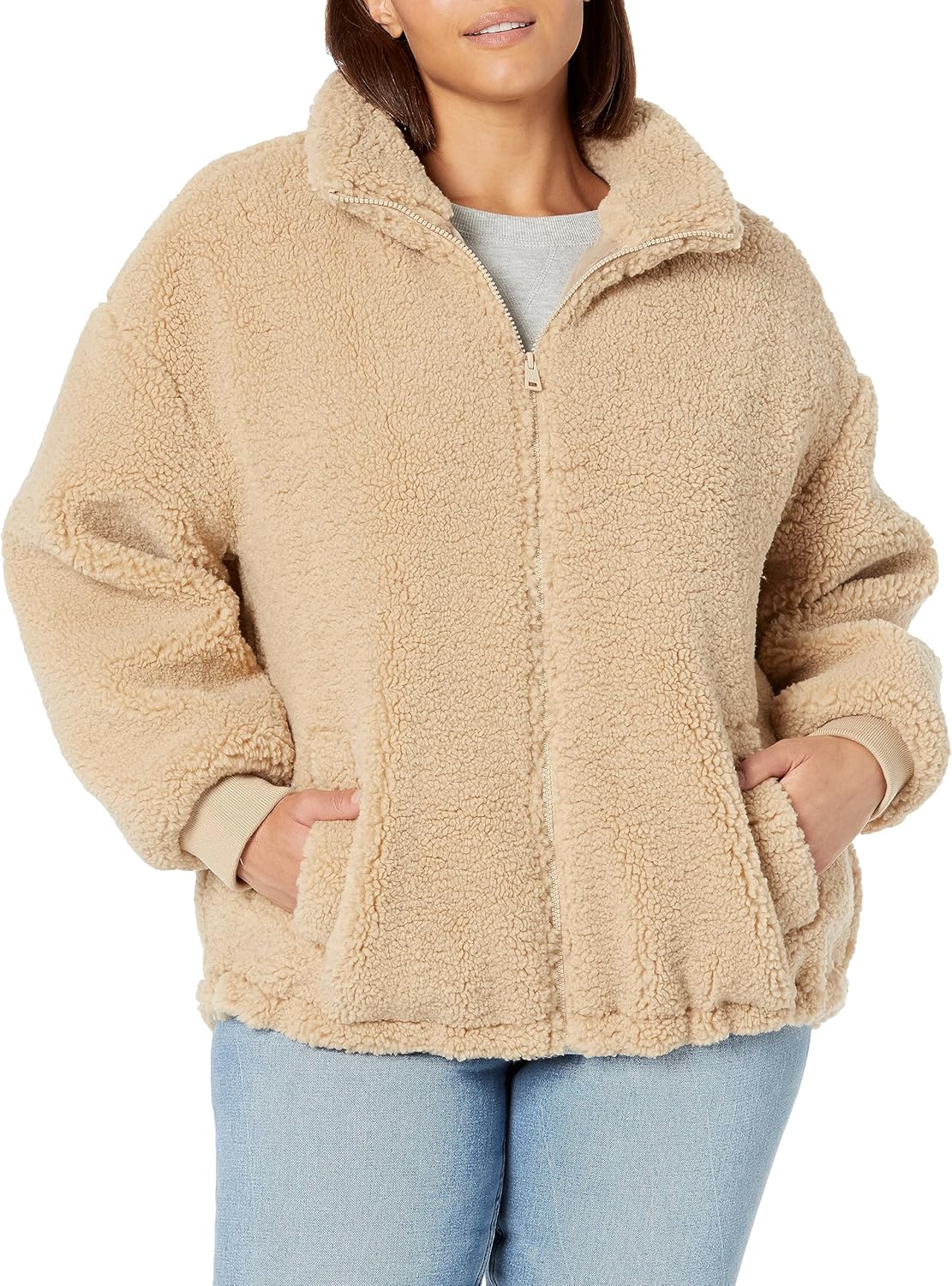 

Женская куртка Levi's на молнии из шерпы (стандартные и большие размеры), Sesame