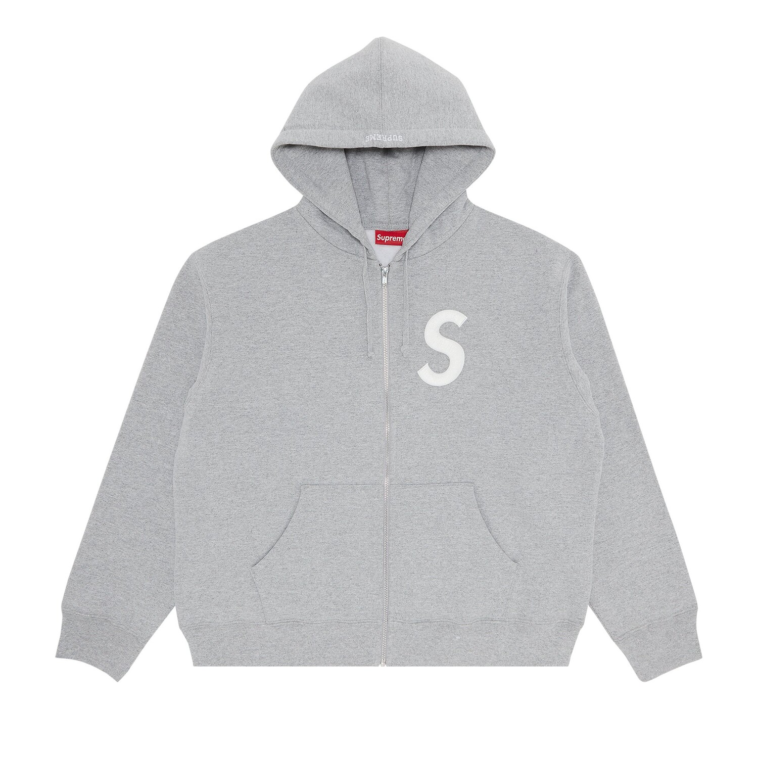 

Толстовка на молнии с капюшоном и логотипом Supreme S, Heather Grey