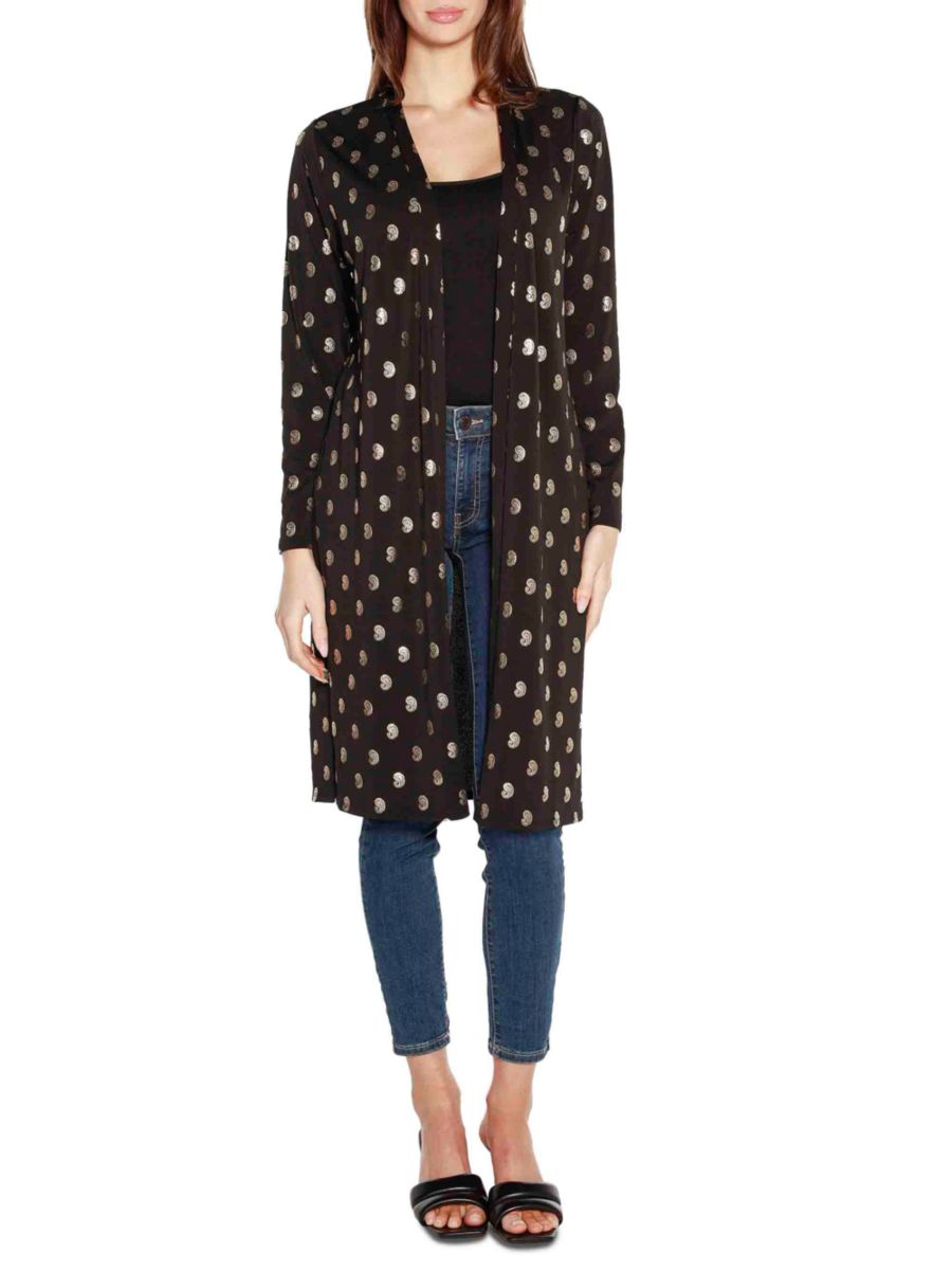 

Кардиган с металлическим принтом пейсли и открытым передом belldini, цвет Black Gold