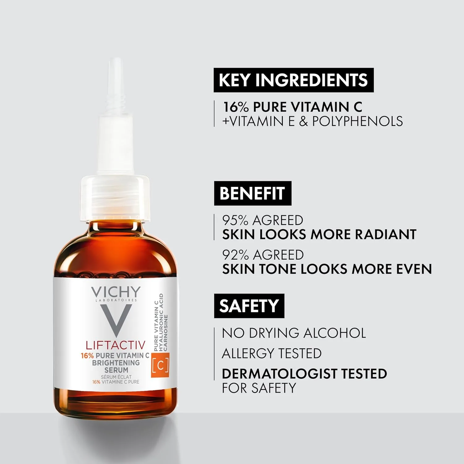 Набор Vichy — LiftActiv Vitamin C сыворотка для лица, осветляющая с чистым витамином C, гиалуроновой кислотой и витамином E, уменьшает морщины — фото 4