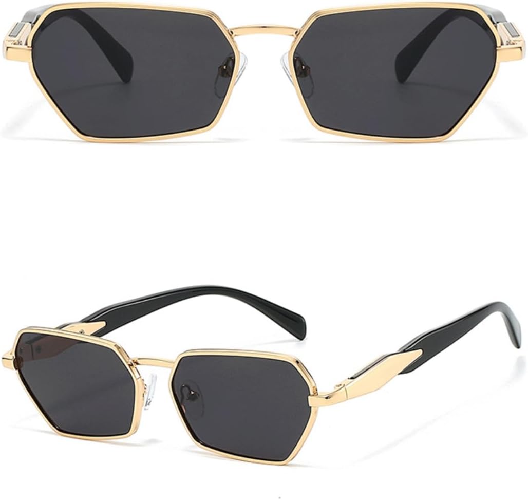 

Модные солнцезащитные очки в металлической многоугольной оправе, маленькие, для женщин и мужчин, с изысканным стилем, подчеркивающим индивидуальность, в стиле ретро и повседневном дизайне TVTBBVV, 1