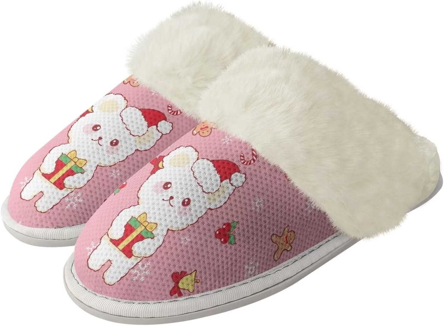 

Рождественские милые хлопковые тапочки для женщин и мужчин, мягкие, уютные, удобные, легкие домашние тапочки для пар Zhangruoheng, Christmas Bear Print