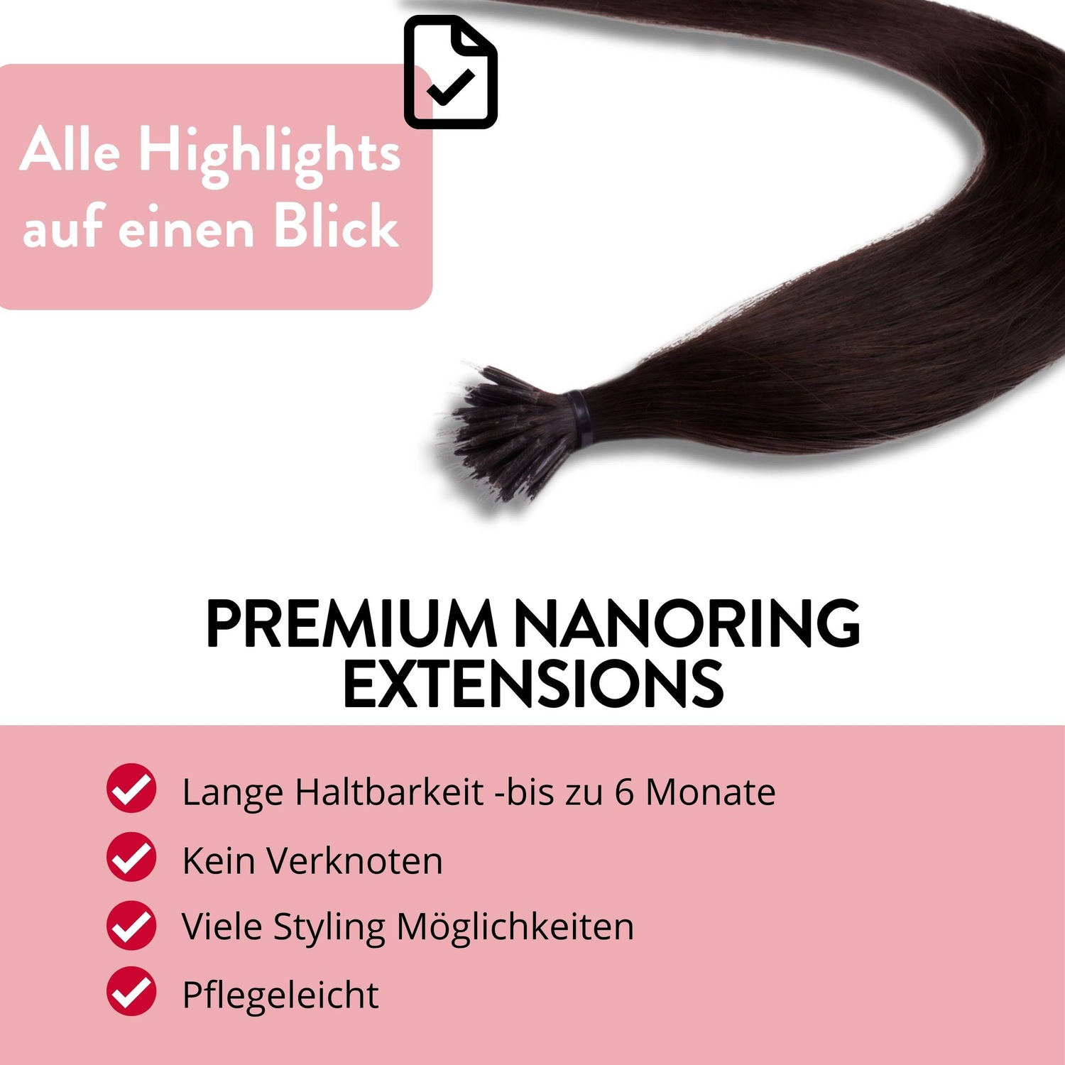 Накладные волосы nanoring extensions premium echthaar #5/0 hellbraun 0,8g Hair2Heart, 60cm, количество 25 шт. — фото 3