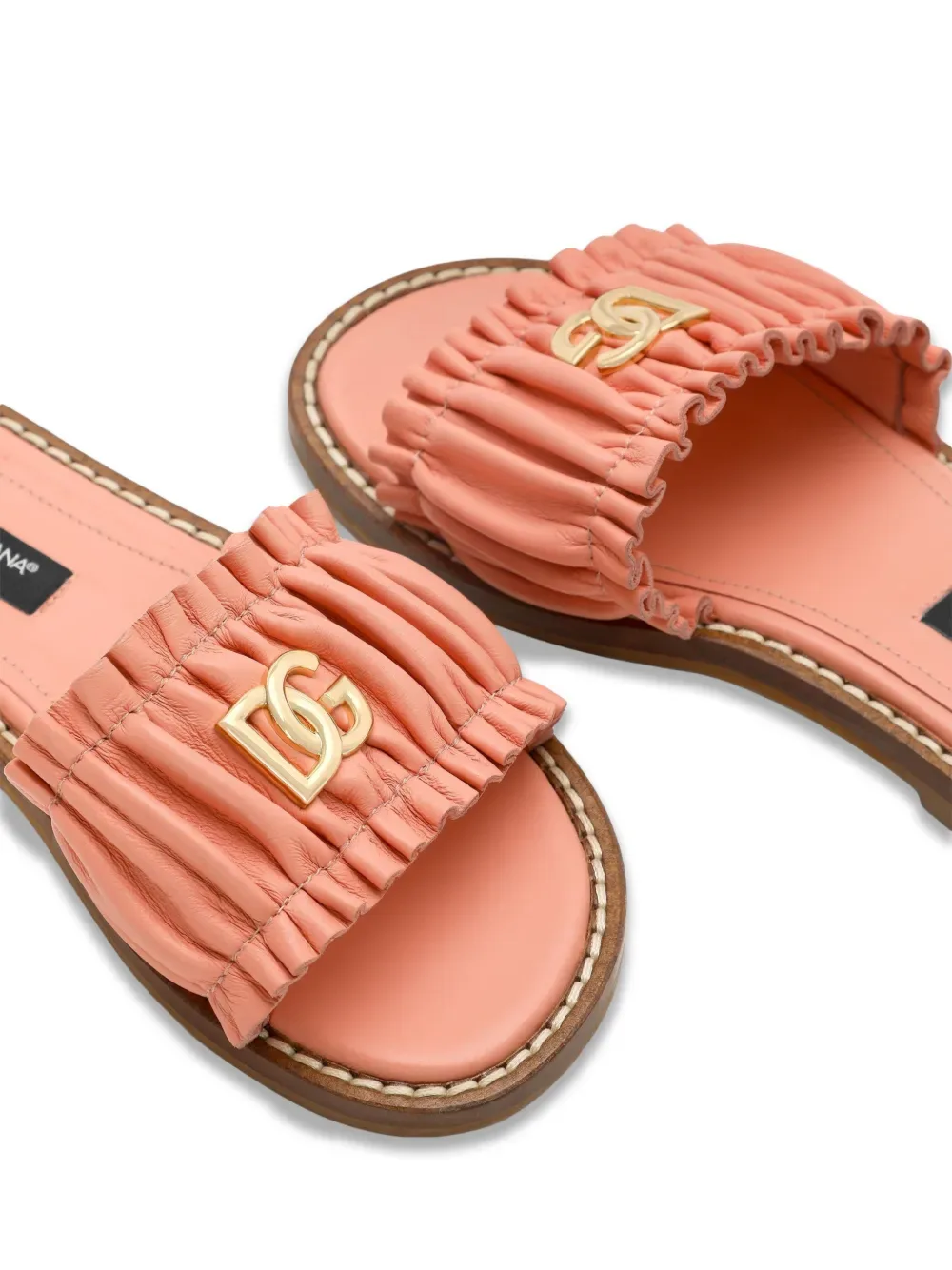 Слиперы из кожи наппа Dolce & Gabbana Kids, розовый — фото 4