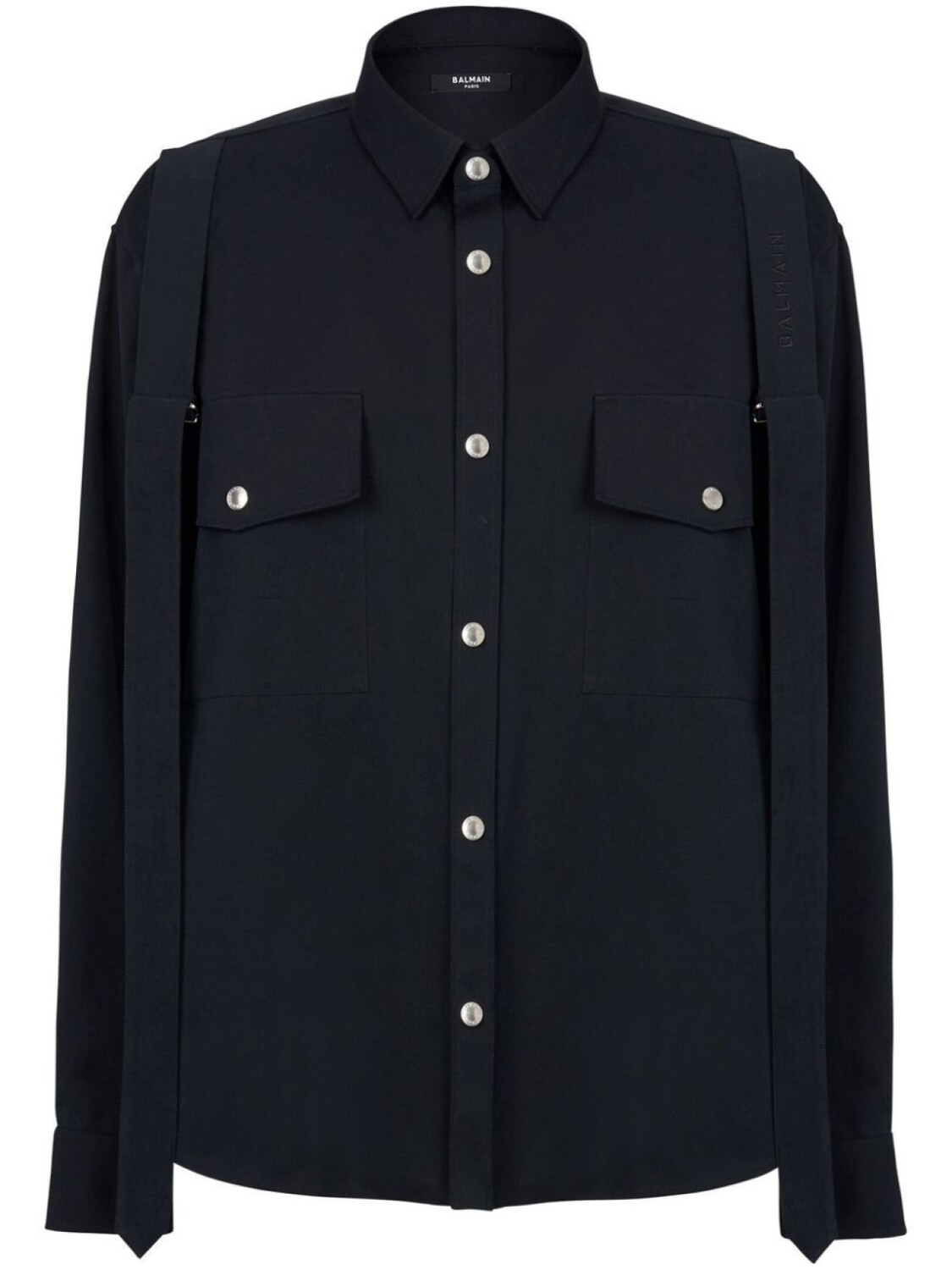 

Balmain chest flap-pocket detail shirt, черный