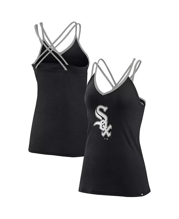 

Женская черная майка Chicago White Sox Barrel It Up с V-образным вырезом и перекрестной спиной Fanatics