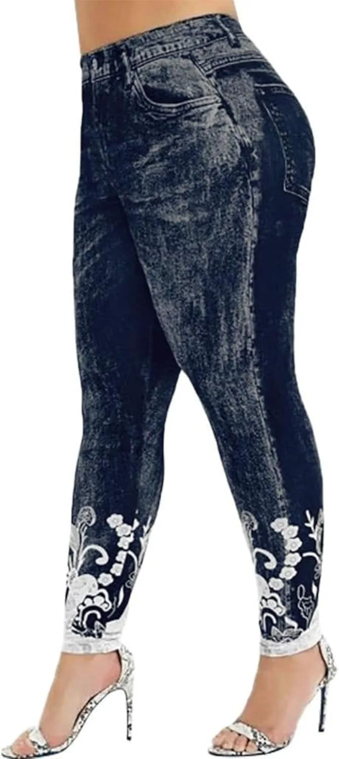 

Женские джинсы с высокой посадкой, скинни, принт, стрейч DGHM-JLMY