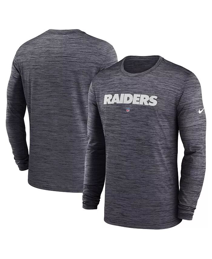 Мужская черная футболка Las Vegas Raiders Sideline Team Velocity Performance с длинным рукавом Nike — фото 2