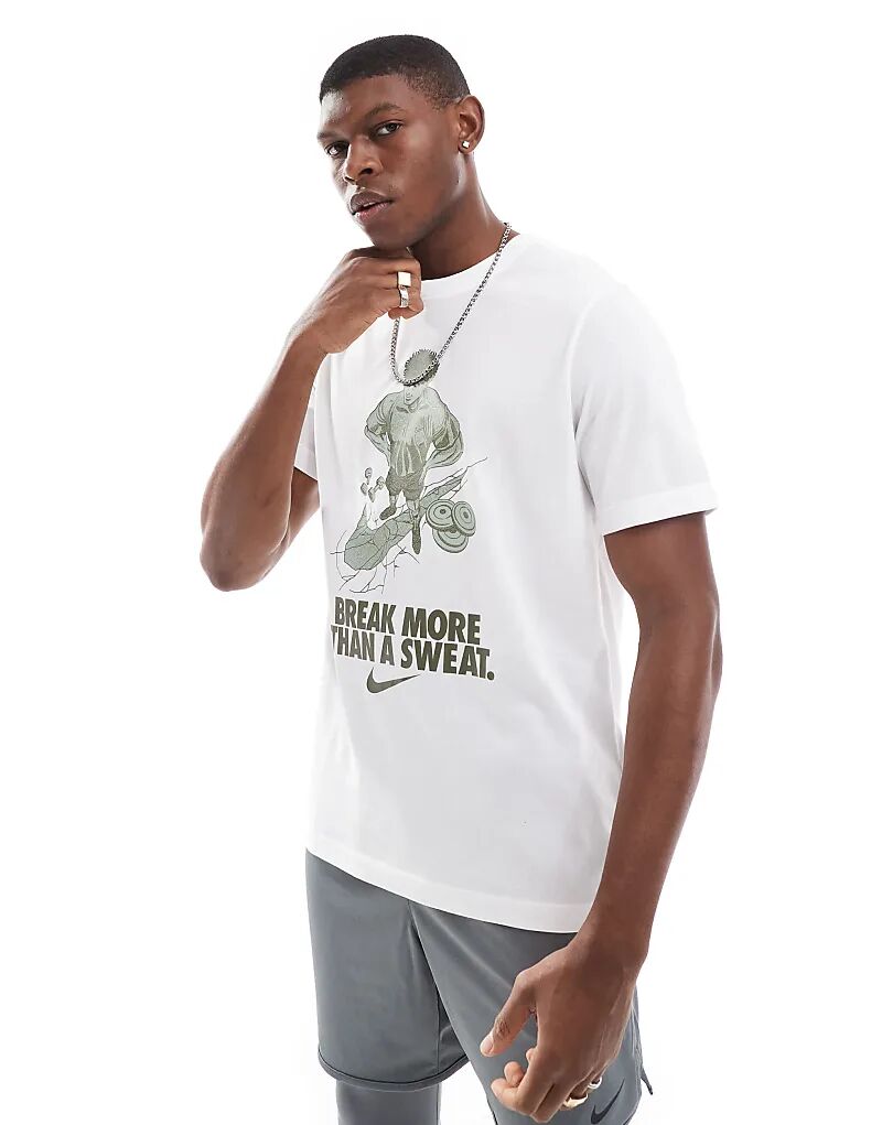 

Футболка с коротким рукавом и надписью Dri-FIT белого цвета Nike Training