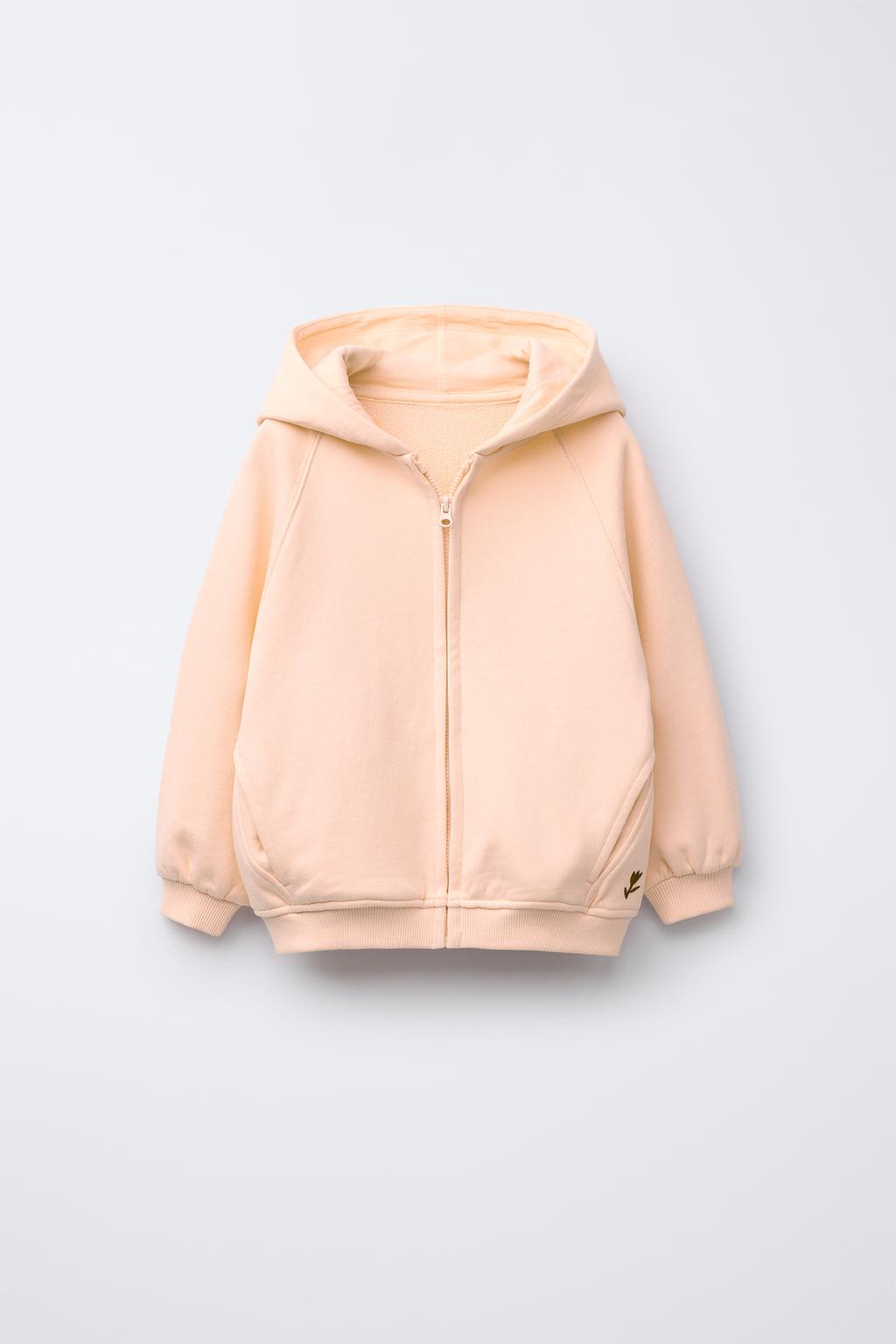 

Базовая толстовка с вышивкой на молнии ZARA, цвет Tangerine