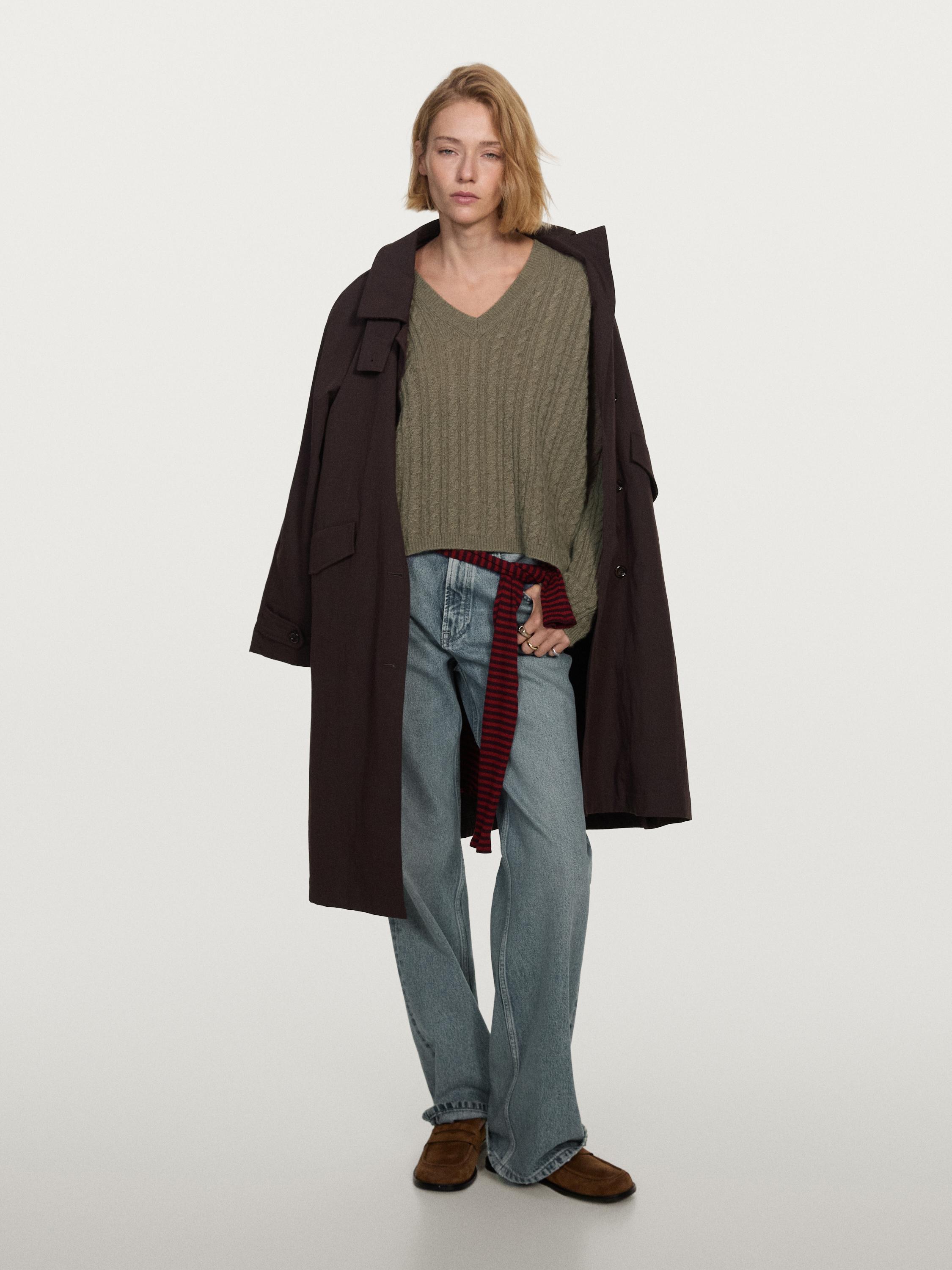 

100% кашемировый объемный трикотажный свитер Massimo Dutti, Greenish