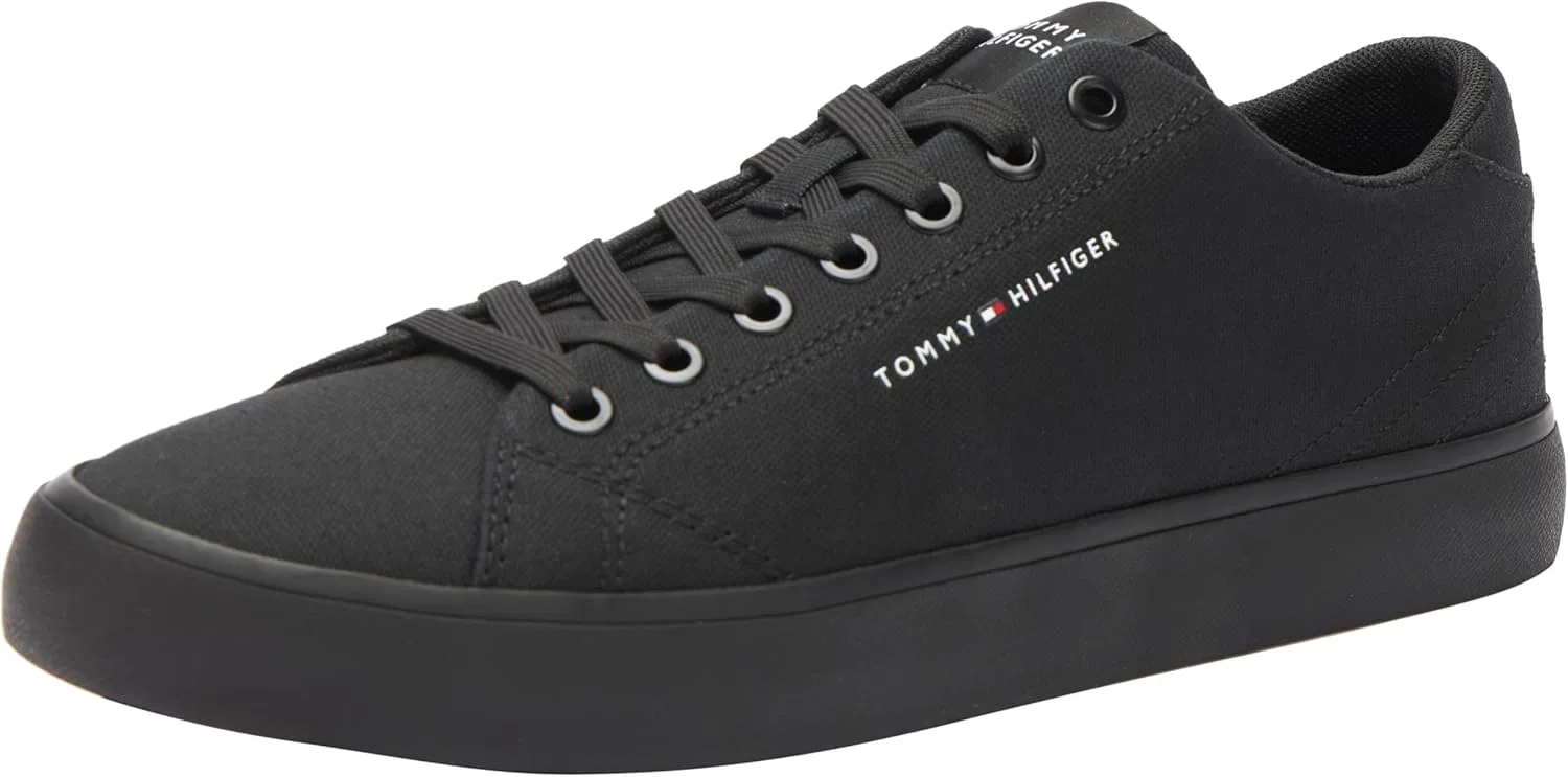 Мужские вулканизированные кроссовки Tommy Hilfiger Th Hi Vulc Low Canvas Shoes, Black