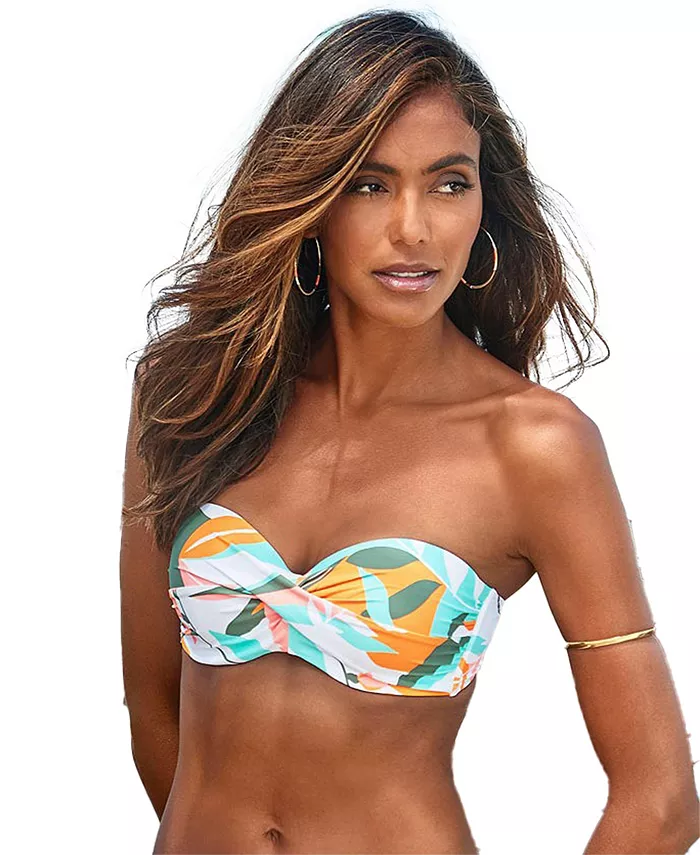 

Женский купальник-бандо с микс-принтом, топ и бюстгальтер LASCANA, желтый