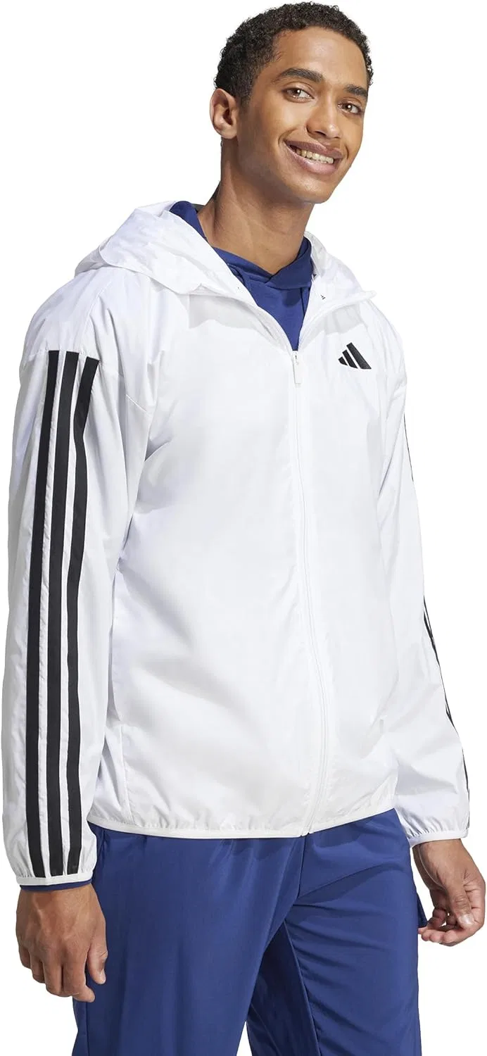 Ветровка Adidas Essentials 3-Stripes, белый/черный — фото 2