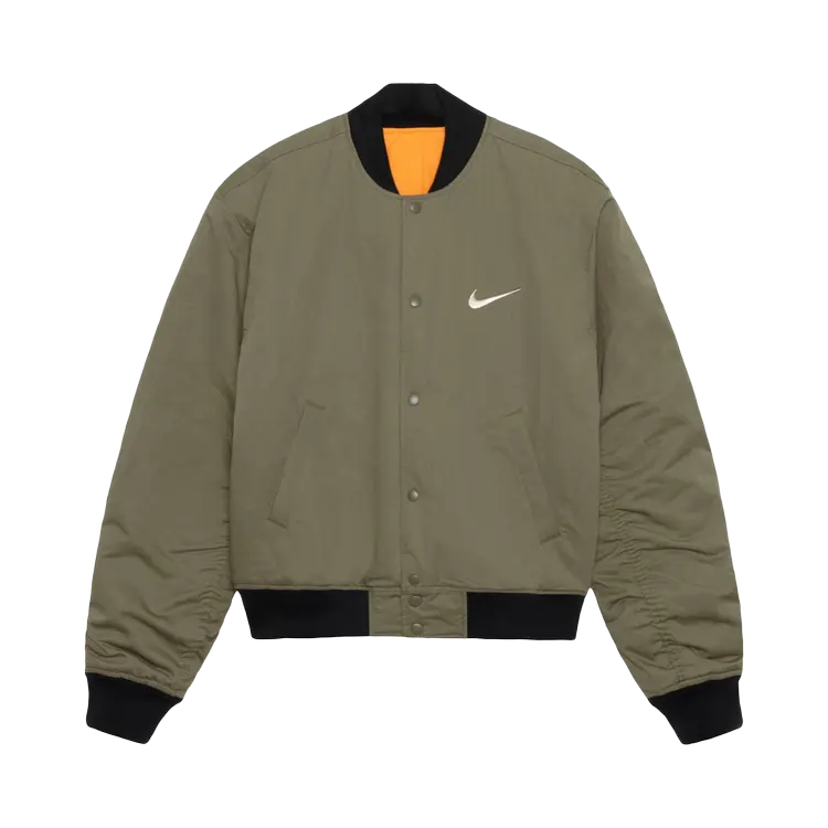 

Куртка Stussy x Nike Reversible Varsity 'Medium Olive/Bright Mandarin', зеленый