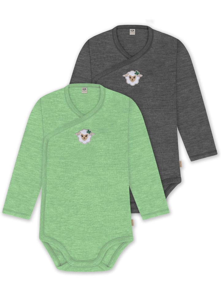 

Normani Outdoor Sports Комплект из 2 органических детских боди с длинными рукавами, зелено-антрацитового цвета