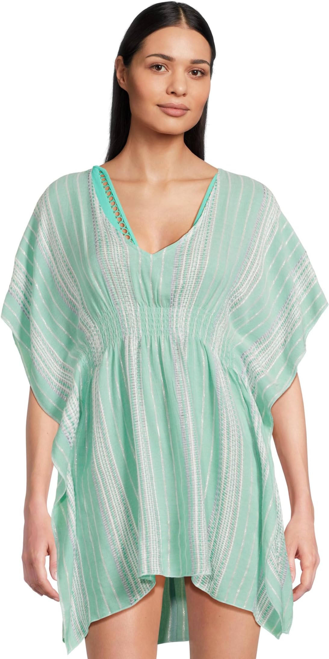 

Женская туника Radiance с глубоким вырезом BECCA, Aqua Sea/Bellflower Multi