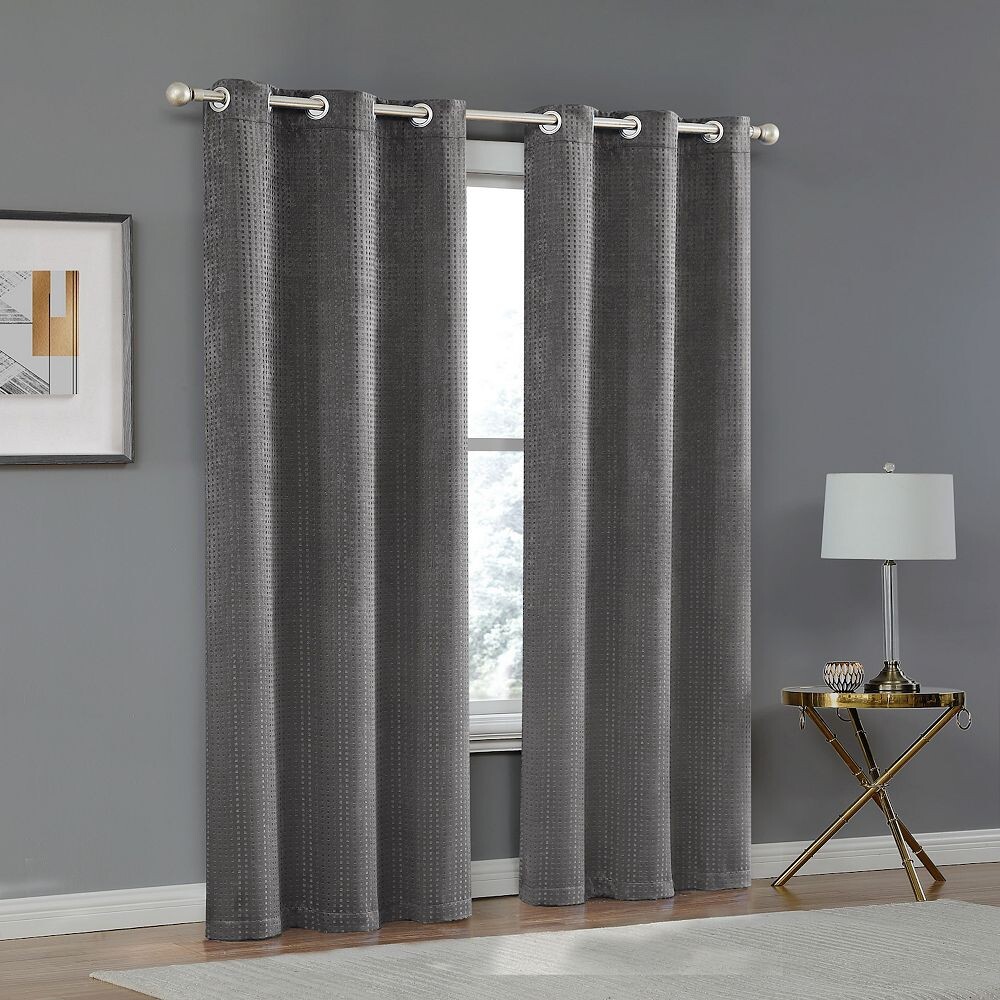 

Комплект из 2 затемняющих оконных панелей из плетеной ткани Dainty Home Times Square с люверсами, цвет Charcoal