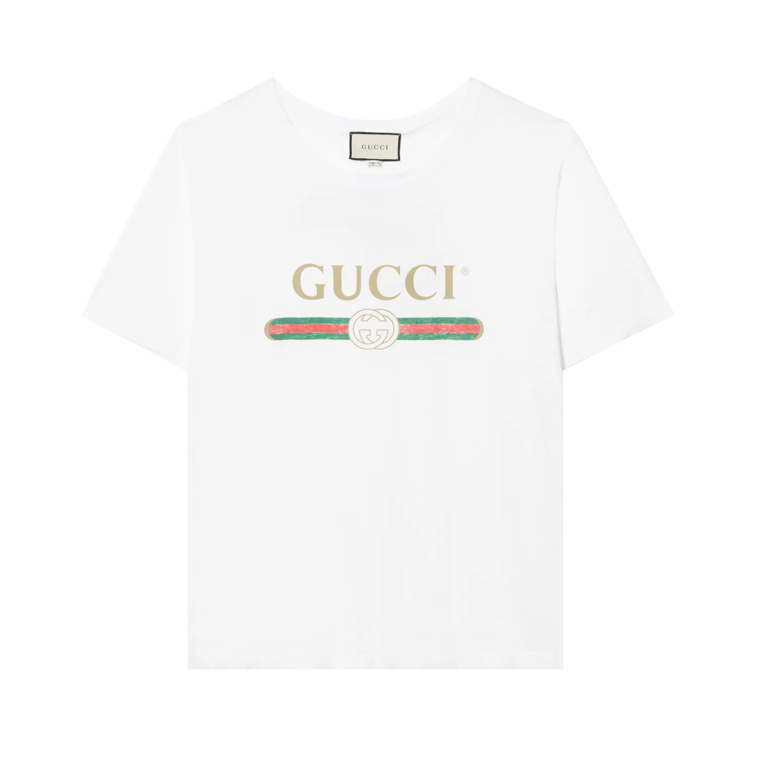 Футболка GUCCI хлопковая с принтом логотипа, белый