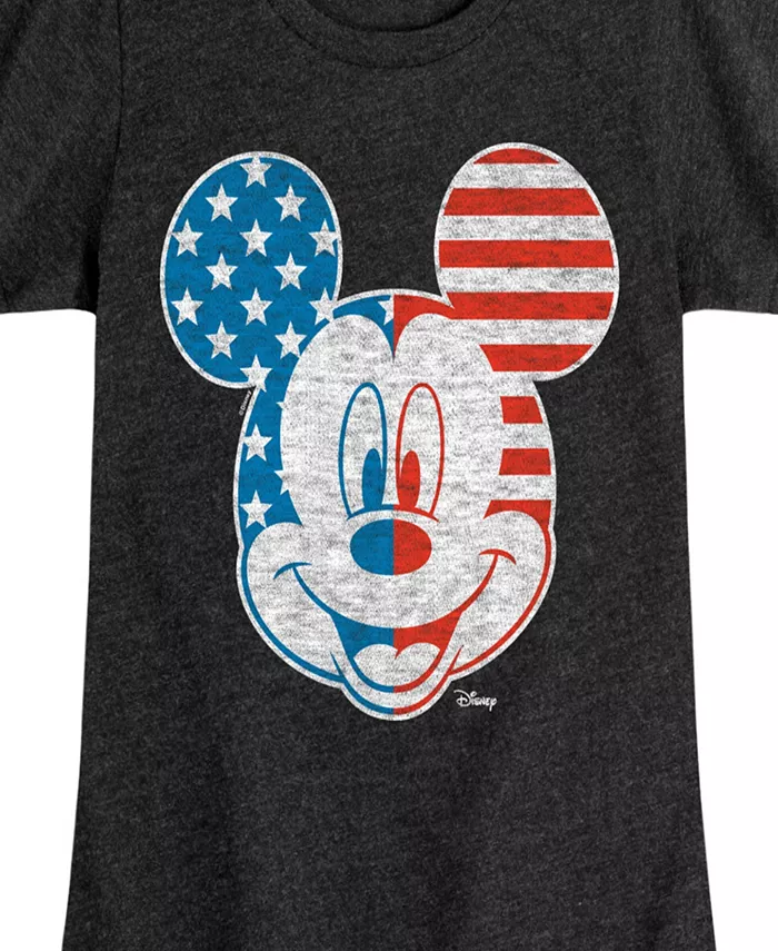 Футболка с принтом "Disney Mickey Mouse Americana Flag" для девочек старшего возраста Hybrid Apparel, черный — фото 3