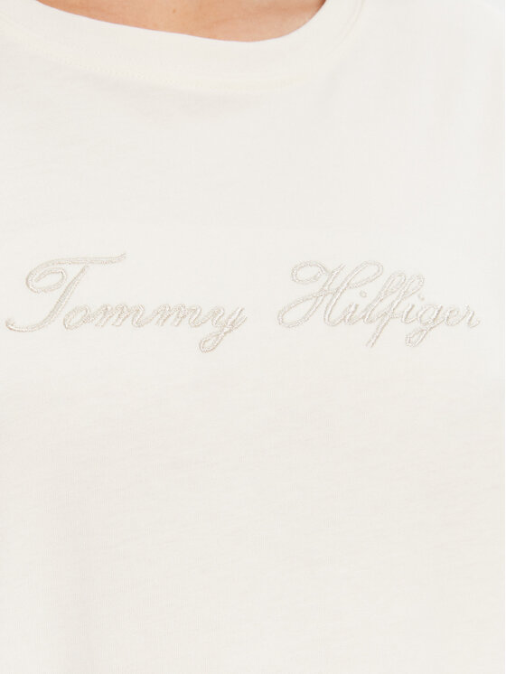 Футболка regular fit Script WW0WW47210 Tommy Hilfiger, экрю — фото 4