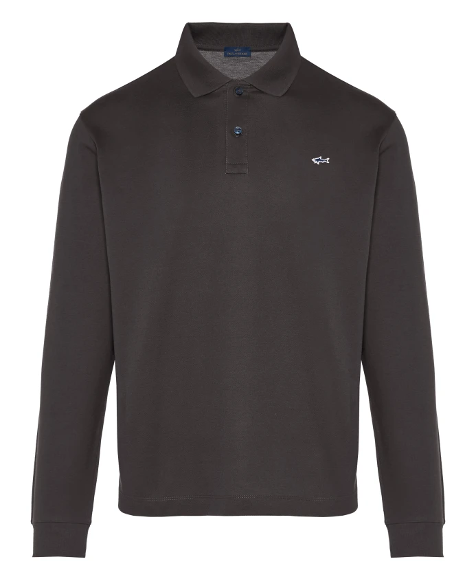 

Хлопковая рубашка-поло с двумя пуговицами. Paul & Shark, коричневый