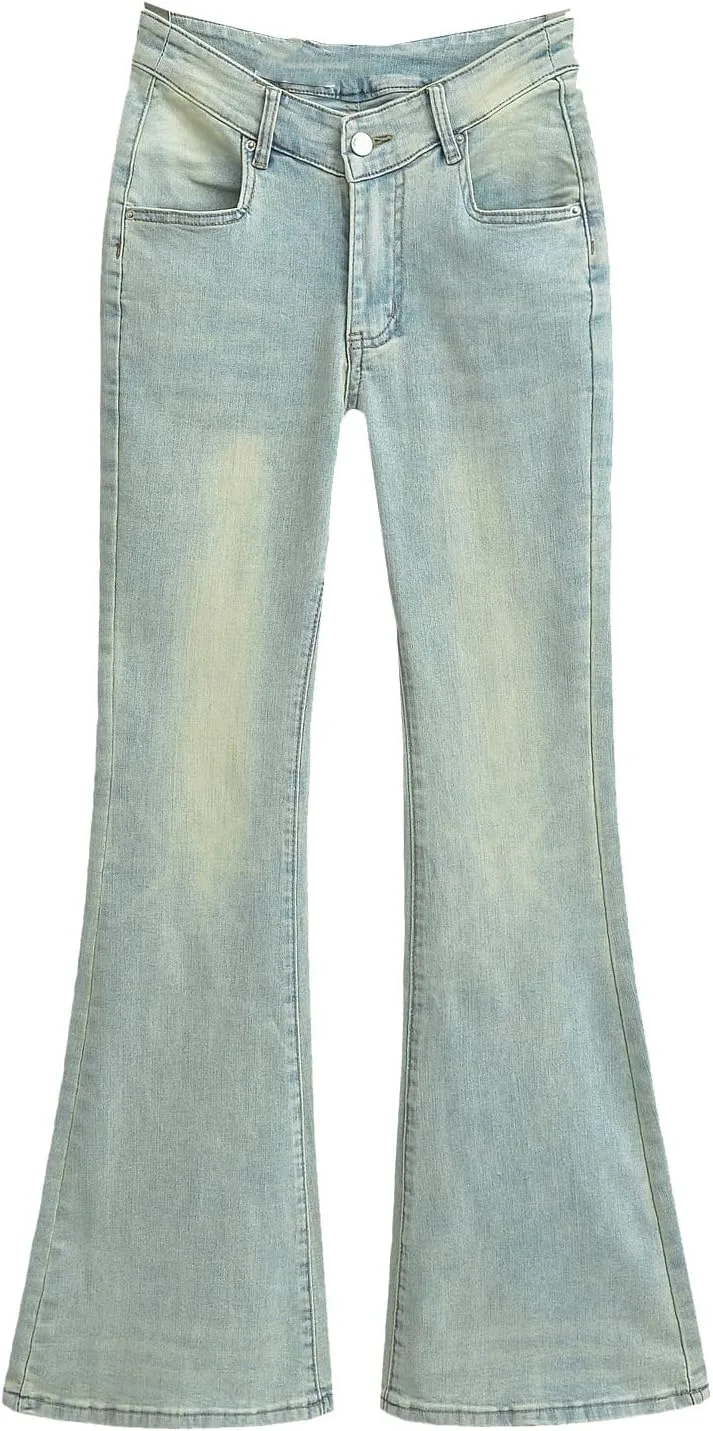 

Женские джинсы Y2K в стиле ретро с высокой талией и расклешенным силуэтом, модный и сексуальный уличный стиль XIALIJU