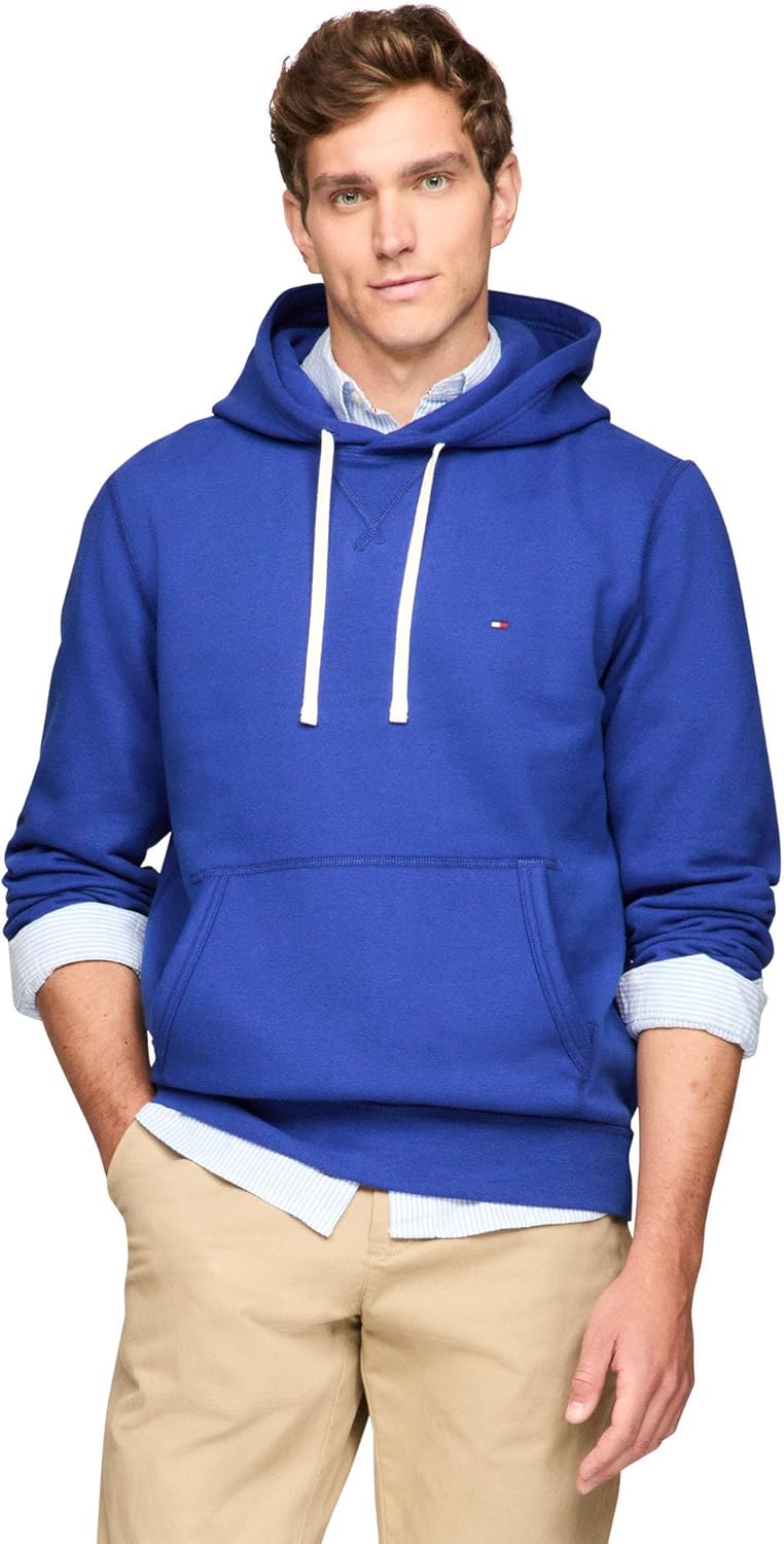 

Мужская флисовая толстовка с капюшоном Tommy Hilfiger средней плотности, также доступна в размерах для больших и высоких мужчин, Wedge Blue
