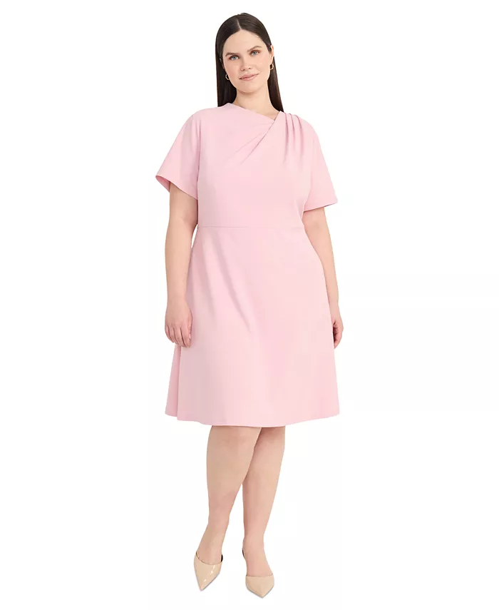 

Платье Plus Size с защипами, силуэт "приталенное-клеш" Maggy London, розовый