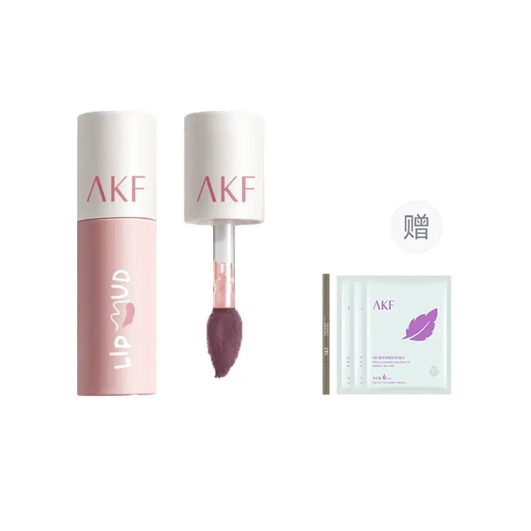 

Матовый блеск для губ Lip Clay с эффектом осветления, легко растушевывается, стойкий AKF, Smoked Taro M28+Eyebrow Pencil 01+Makeup Remover Wet Wipes 18m