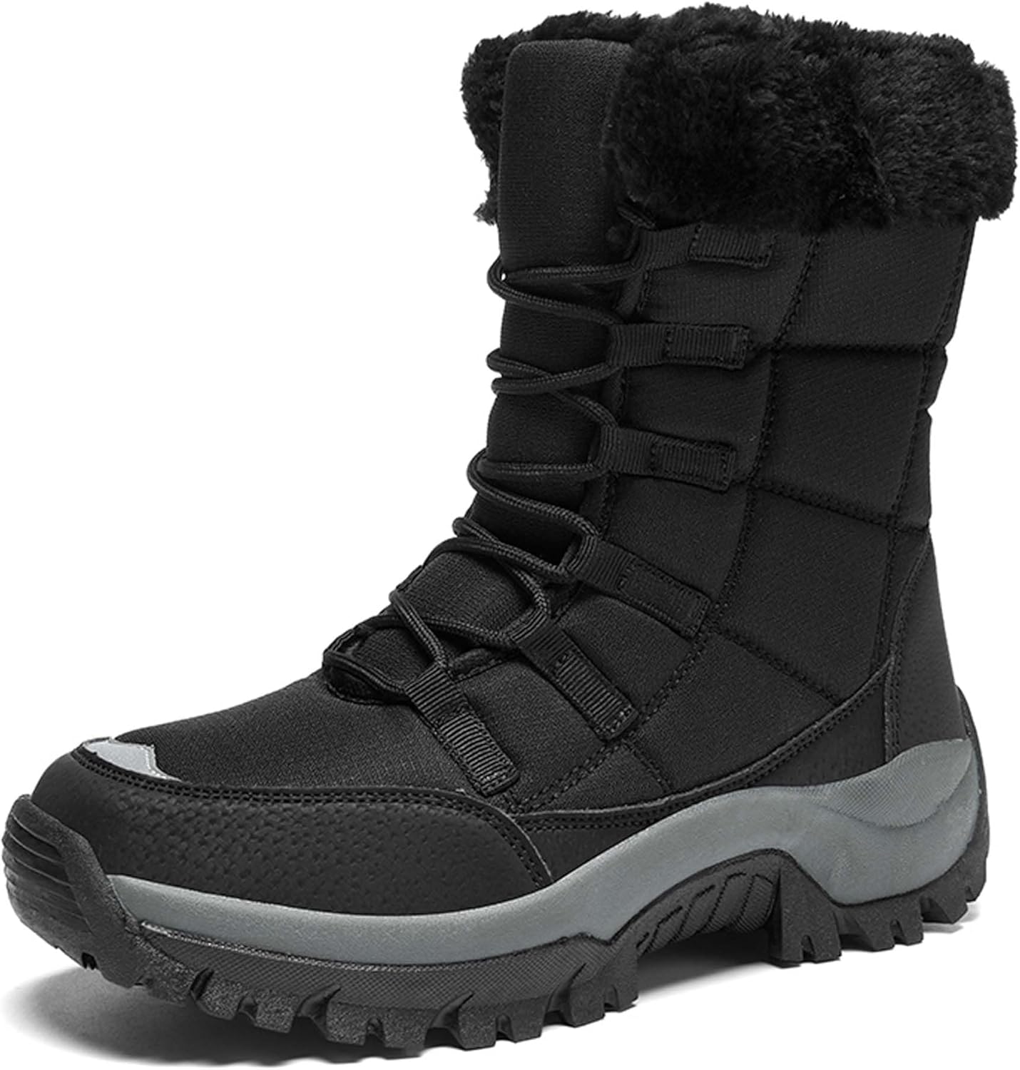 

Мужские и женские зимние снегоступы, водонепроницаемые, с теплой флисовой подкладкой, зимние походные ботинки до щиколотки, противоскользящие, подходят для холодной погоды, прогулок, работы и спорта Generic, черный
