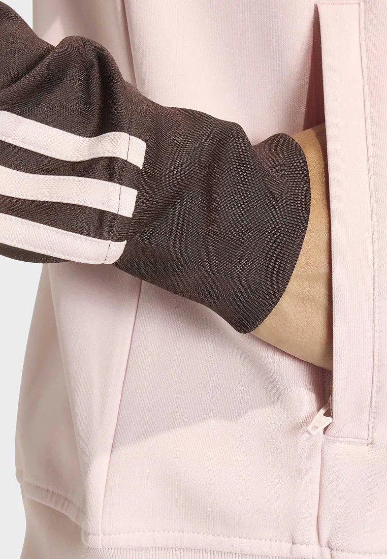 Толстовка спортивная, классическая, SST Adidas, розовый/кофейный — фото 3
